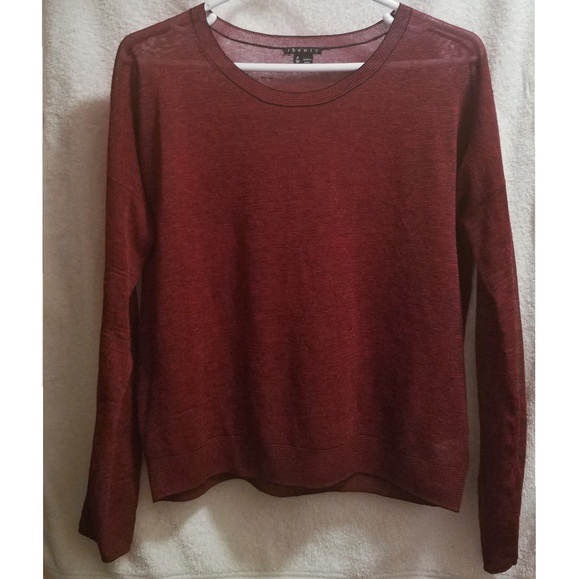 Theory sheer maroon thin-striped sweater - Picture 4 of 9